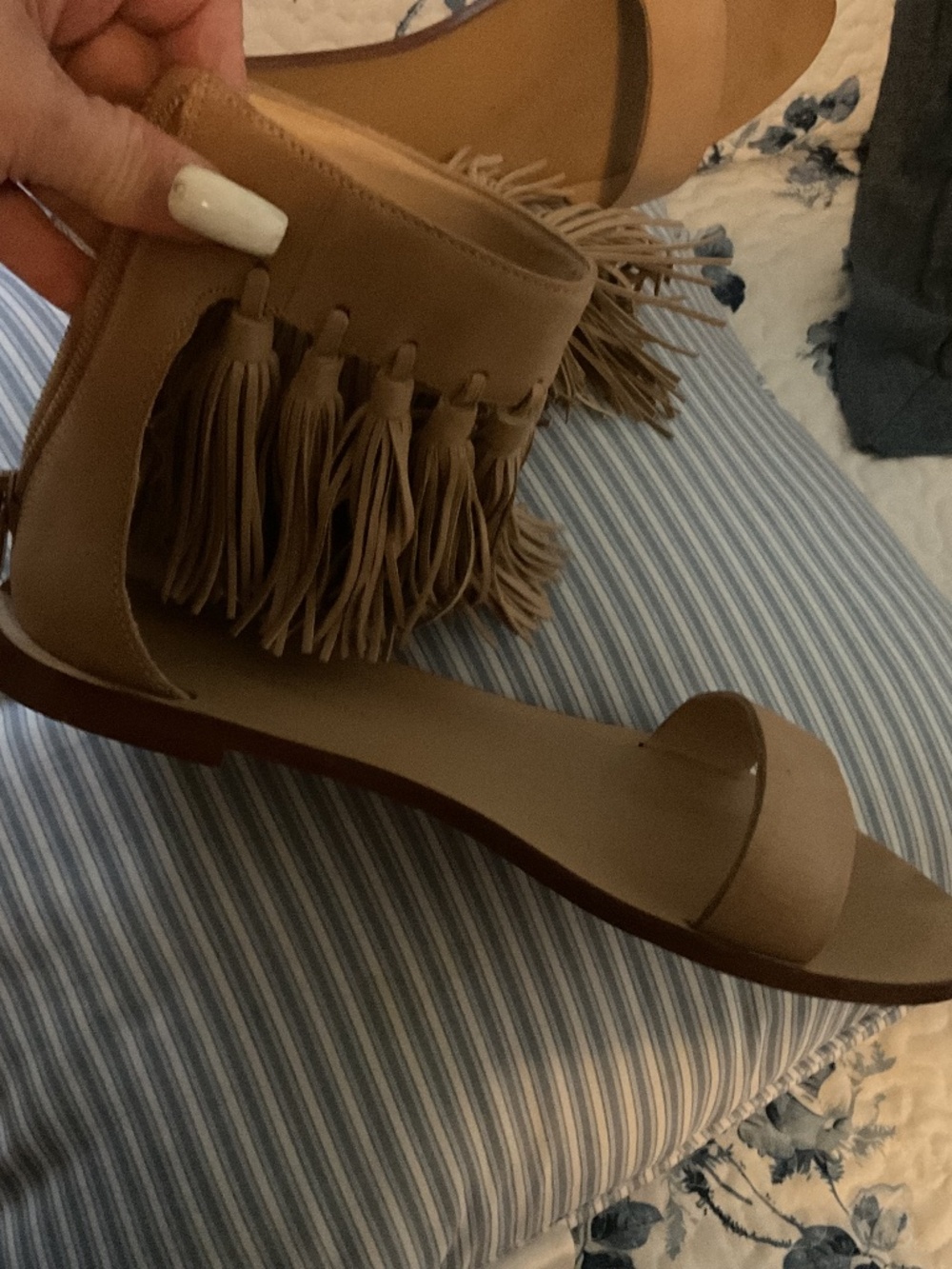 Loeffler Randall Leather Gladiator Fringe Tassel Sandals
